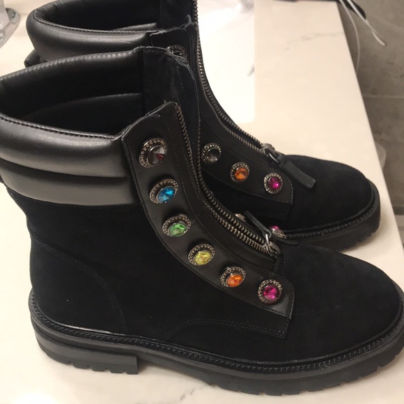 Kurt Geiger London- Black rain-bow Bobby leather ankle boots - Picture 2 of 4